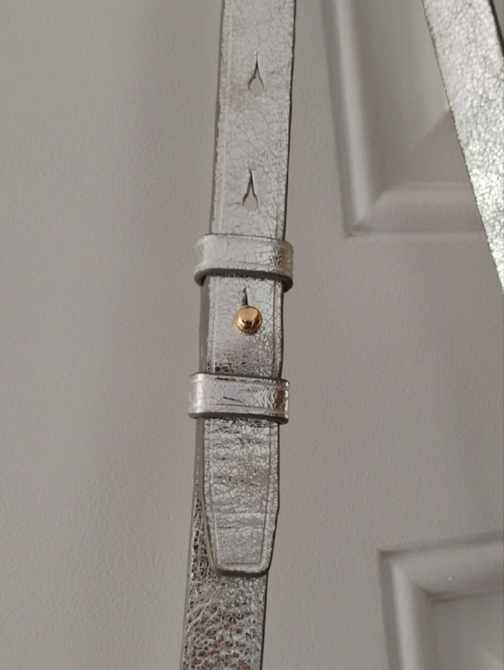 J. Crew Metallic Silver Crossbody Satchel with Gold Accent - Picture 7 of 8